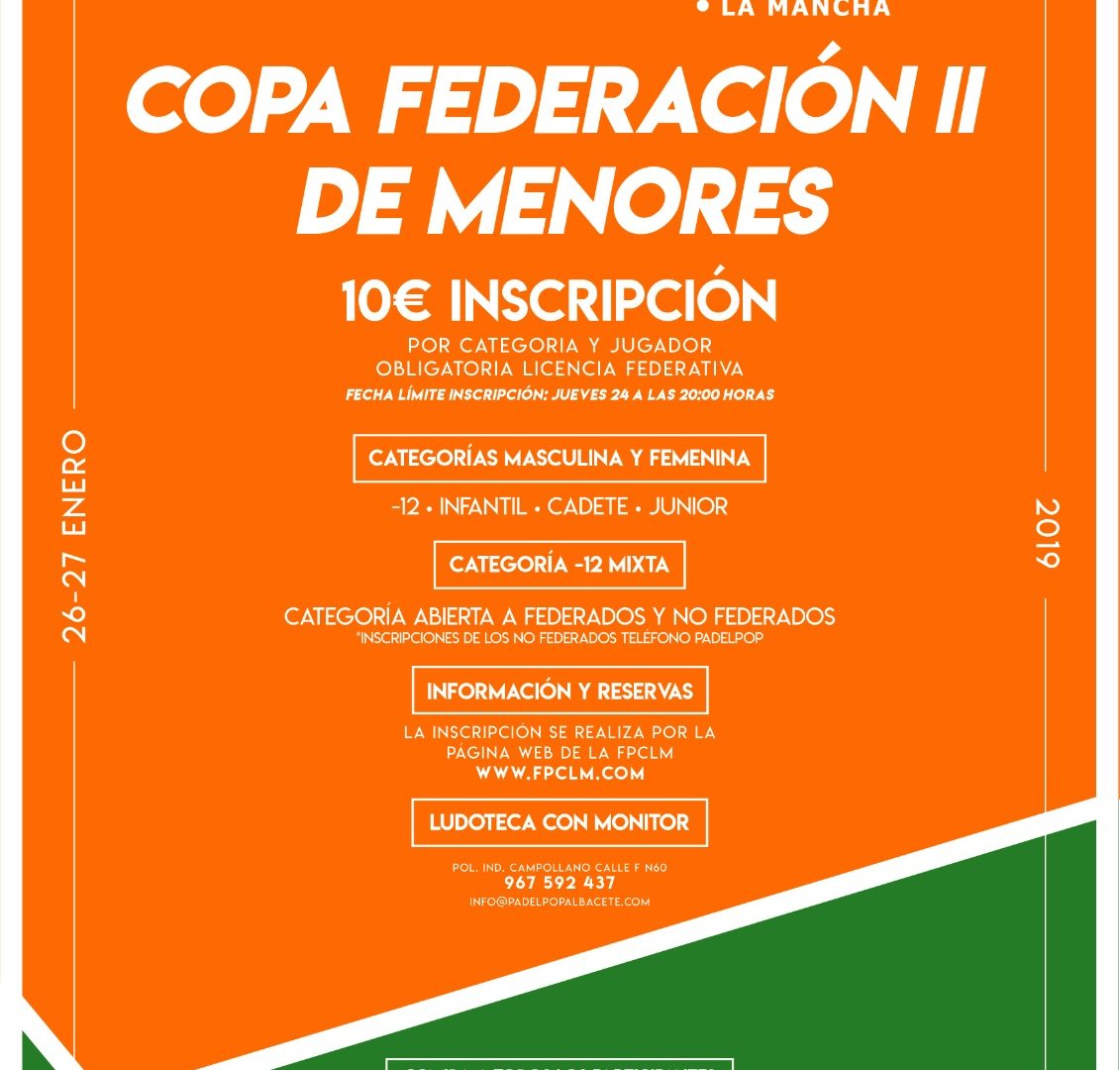 Este fin de semana se celebrará la primera prueba de la Copa Federación de Menores en Albacete